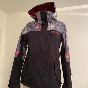 Women's black and floral ski jacket, size S